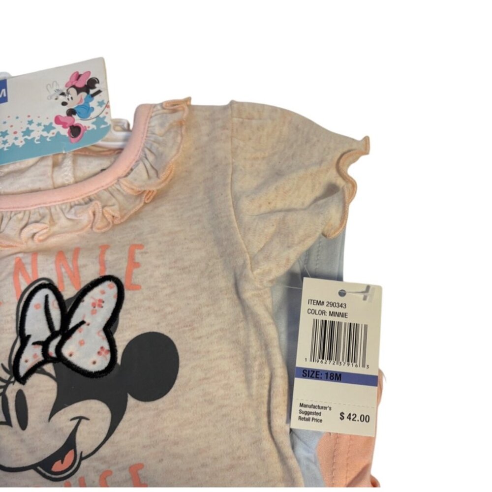 Disney Baby Minnie Mouse 5-Piece Baby Girl Outfit Set Bodysuits/Pants Size 18M - Picture 3 of 9